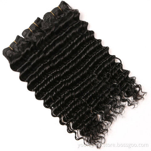 Wholesale 12A Brazilian Virgin Hair Deep Wave Weave Bundles 100% Human Hair Natural Thick Remy Hair Extensions with Lace Closure
